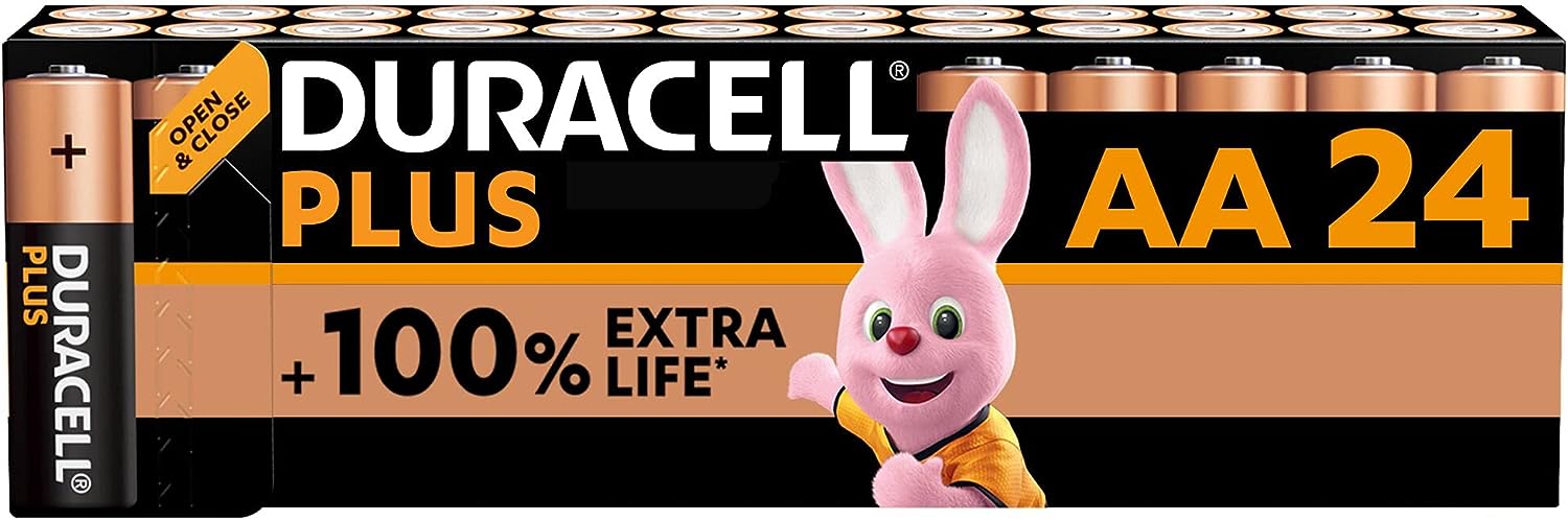 Piles AA Duracell (Lot de 24) Alcalines 1,5V Conservation 10 ans - LR6