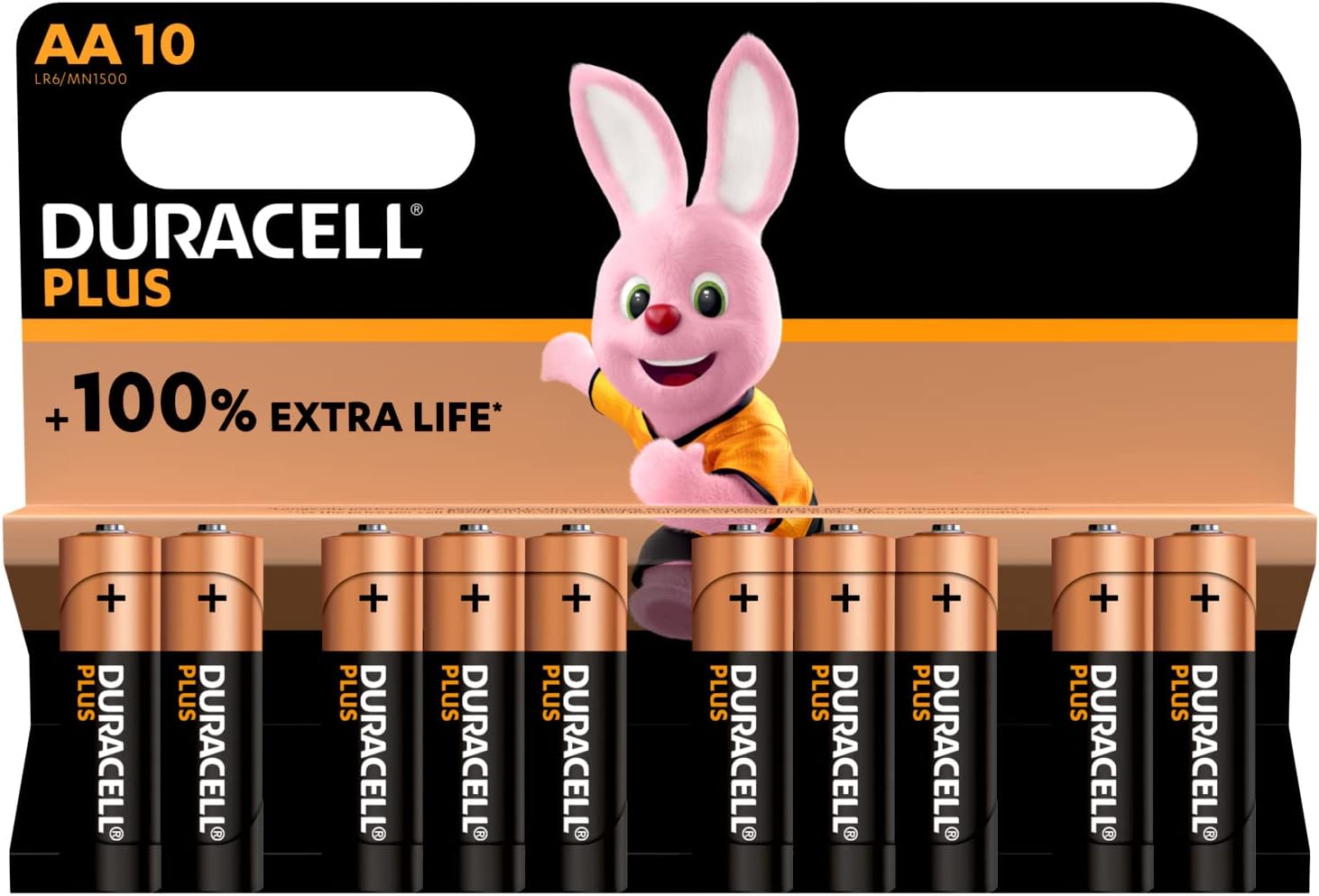 Duracell Lot de 10 Piles alcalines AA 1,5 V LR6