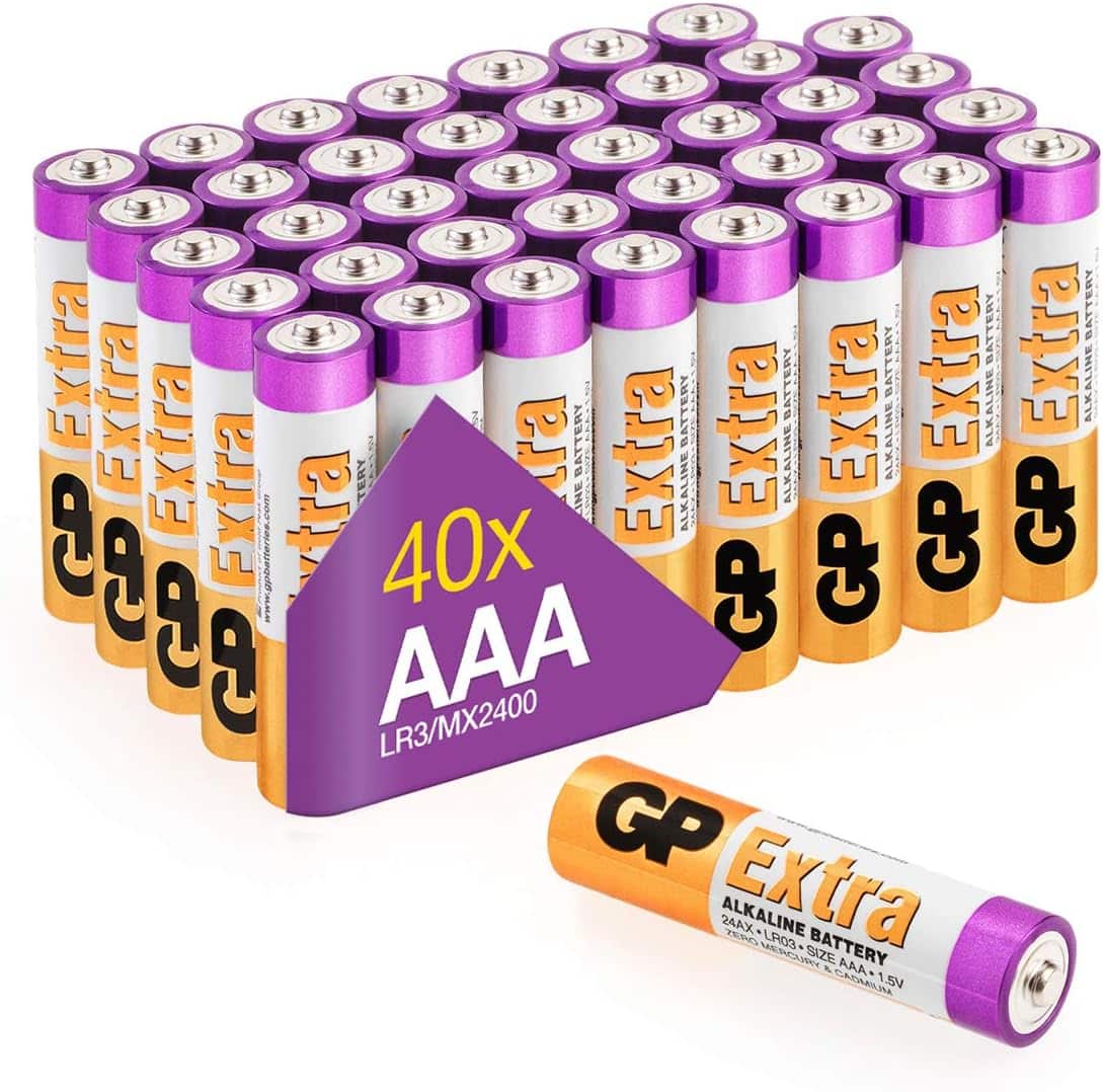 Piles AAA - Lot de 40 Piles | GP Extra | Batteries Alcalines AAA LR03 1,5v - Longue durée