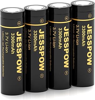 4 piles rechargeables 3.7V 3300mAh haute capacité pour lampe LED