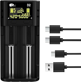 Chargeur rapide 2A avec test capacité pour piles 18650 21700